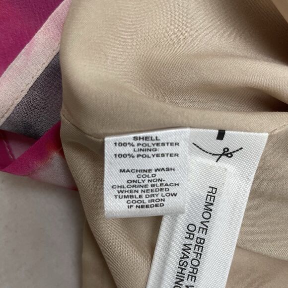 NWT Ann Taylor LOFT Ruffle V-Neck Fit Flare Mini Dress Brunch Floral Pink-10 - Picture 9 of 11